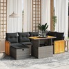 vidaXL 7 Piece Patio Sofa Set with Cushions - Gray Without Storage - 2 of 4