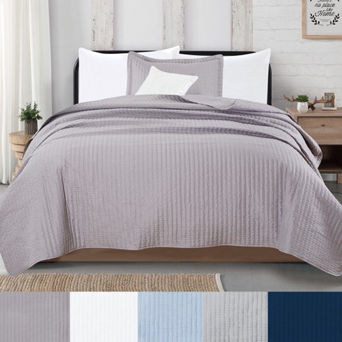 Great Bay Home Detailed Channel Stitch All-season Reversible Quilt Set ...