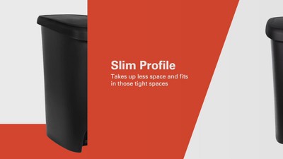 Black Slim Plastic Step Trash Can with Locking Lid