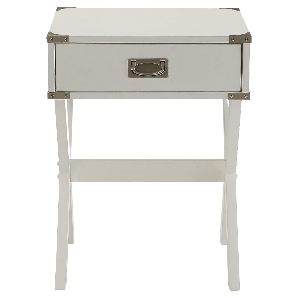 Acme Furniture Babs End Table White: Rectangular with Drawer, Wood Legs, MDF Top, No Surface Treatment - thumbnail 3