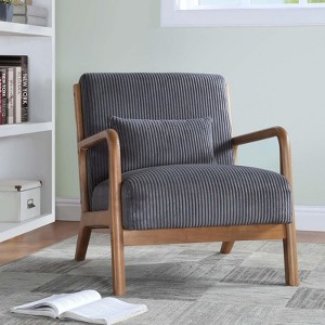 RISOKEYS Mid-Century Modern Accent Chair with Pillow: Stylish Corduroy Upholstery & Easy Assembly - for Living Room, Bedroom, Balcony Decor - 1 of 4