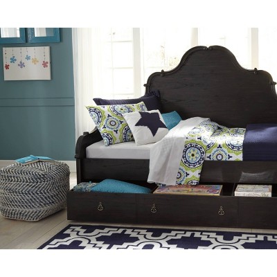 Contemporary Blue Denim Woven Pouf Ottoman 18"
