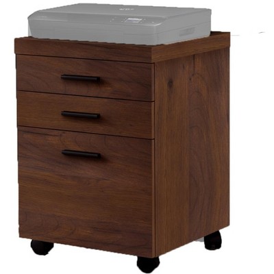 Monarch Specialties 25 Inch Tall Spacious 3 Drawer Home Office Rolling Filing Cabinet, Dark Cherry Brown Wood Look Finish