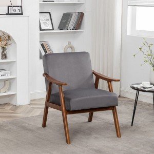 CAVINAS Upholstered Accent Chair,Mid Century Arm Chair with Wood Frame for Bedroom,Reading Room - 1 of 4