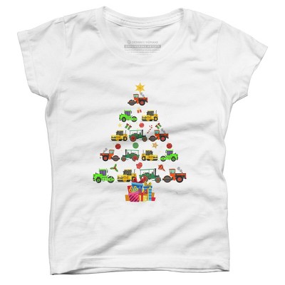 Girl's Design By Humans Christmas Tractor Tree Gift Farmer Shirts Funny Tractor Xmas By VitMon T-Shirt
