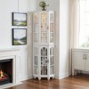 Wooakway 70"H White Corner Curio Cabinet with 4 Adjustable Glass Shelves Lighting System and Solid Wood Legs - 3 of 4