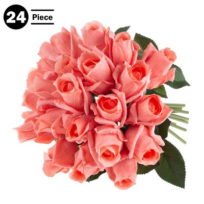 Coral Real Touch Polyester Rose Tabletop Centerpiece