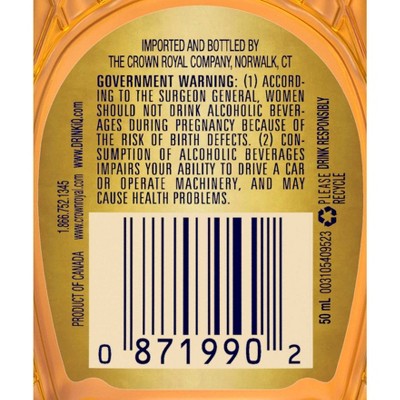 Crown Royal Canadian Whisky - 50ml Plastic Bottle