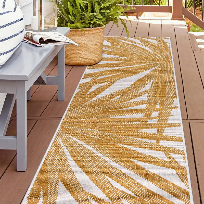 World Rug Gallery Tropical Leaves Nature Inspired Reversible Indoor/Outdoor Area Rug, 2 of 11