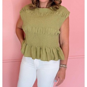 Women's Smocked Ruffle Hem Sleeveless Top - umgee - 1 of 3