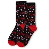 Memoi Women's Love and Hearts Bamboo Blend Crew Socks Black 9-11 - 3 of 4