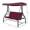 Costway Converting Outdoor Swing Canopy Hammock 3 Seats Patio Deck Furniture Wine Red - 2 of 4
