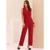 INSPIRE CHIC Women's Casual Sleeveless Shawl Collar Office Belted Cropped Jumpsuit - 3 of 4
