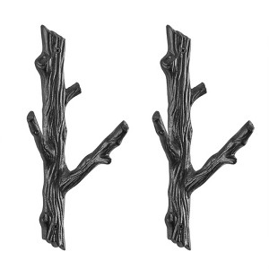 Danya B Brown Cast Iron Tree Branch Double Wall Mount Coat Hooks (Set of 2) - 1 of 4