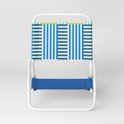 Recycled Fabric Outdoor Portable Beach Chair Broken Stripe Blue - Sun Squad&#8482;_1