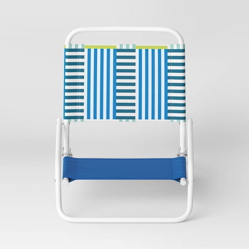 Recycled Fabric Outdoor Portable Beach Chair Broken Stripe Blue - Sun Squad&#8482;, 2 of 5
