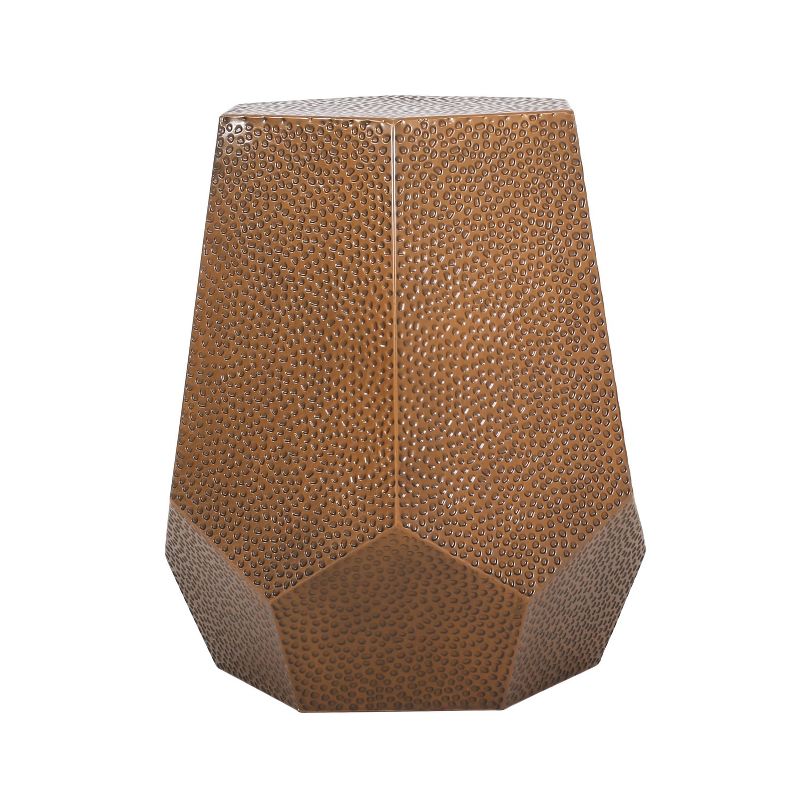 Pamsha Modern Hammered Iron Geometric Brushed Antique Side Table Bronze - Christopher Knight Home, 4 of 10