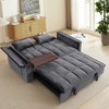 PAGED 55.5"3-In-1 Foldable Couch Bed,Velvet Double Sofa with Adjustable Back,Storage Bag and Pillow,Sofa with USB Port for Living Room - 3 of 4