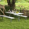 Tangkula Picnic Table Bench Set for 8 Person Outdoor Camping Table & 2 Benches with Metal Frame All-Weather Tabletop Black/Grey/Green/White - 3 of 4