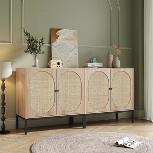Brafabhome Boho Sideboard Storage Cabinet with Rattan Doors, Modern Buffet Cabinet with Storage Shelf for Living Room, Dining Room, Entryway, Bedroom - 1 of 4
