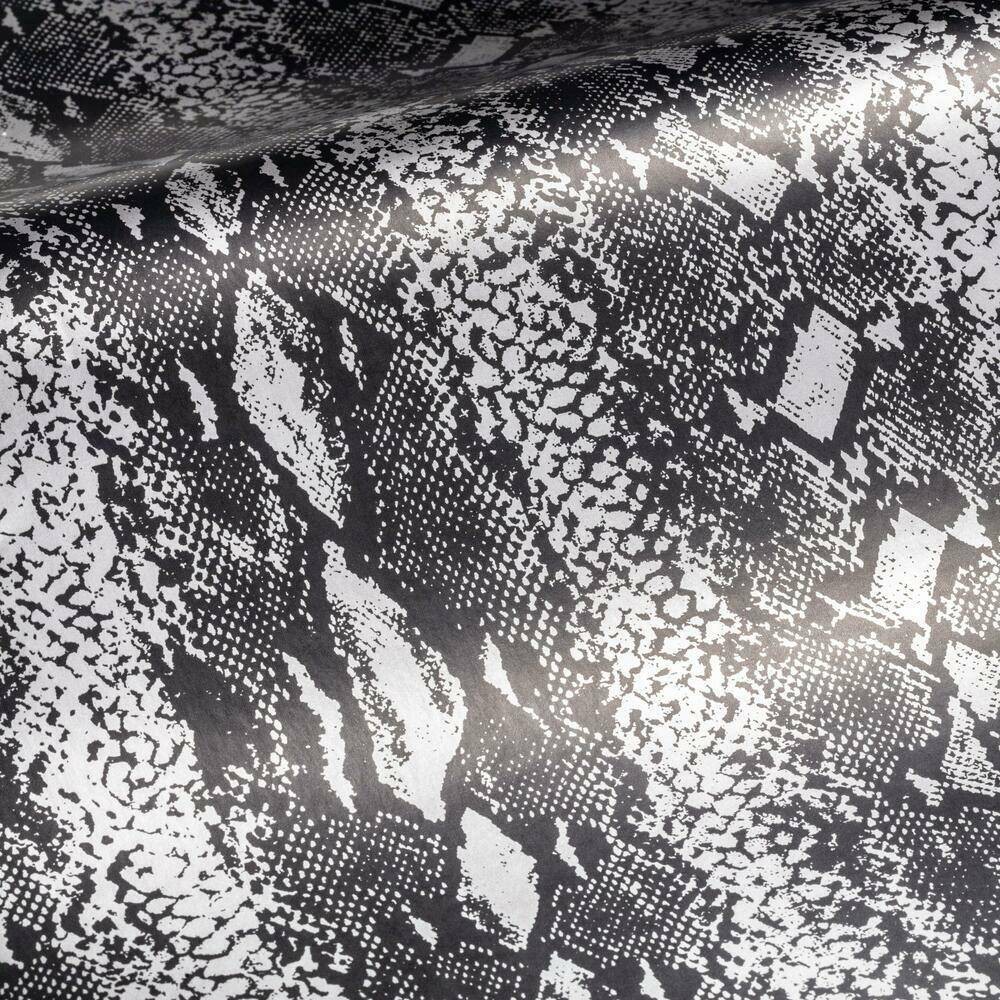 Photos - Wallpaper Roommates Snake Skin Peel & Stick  Gray/Black 