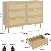Zstar Natural rattan bedroom six drawer dresser with gold legs and gold handles - 2 of 4
