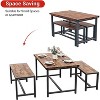 CuisinSmart Farmhouse Dining Table Set for 4 People, 44.4'' Kitchen Table Set with 2 Benches, 3 Piece Rectangular Breakfast Table Set - 4 of 4