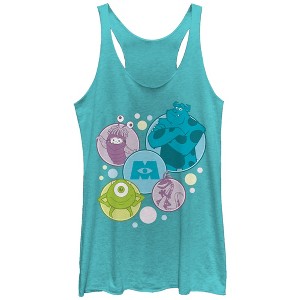 Women's Monsters Inc Character Bubbles Racerback Tank Top - 1 of 3