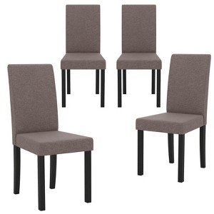 Tangkula Dining Chair Set of 4 Fabric Upholstered Rubber Wood Legs Side Armless - 1 of 4