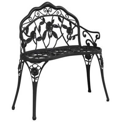 Patio Bench 39.4" Cast Aluminum Black
