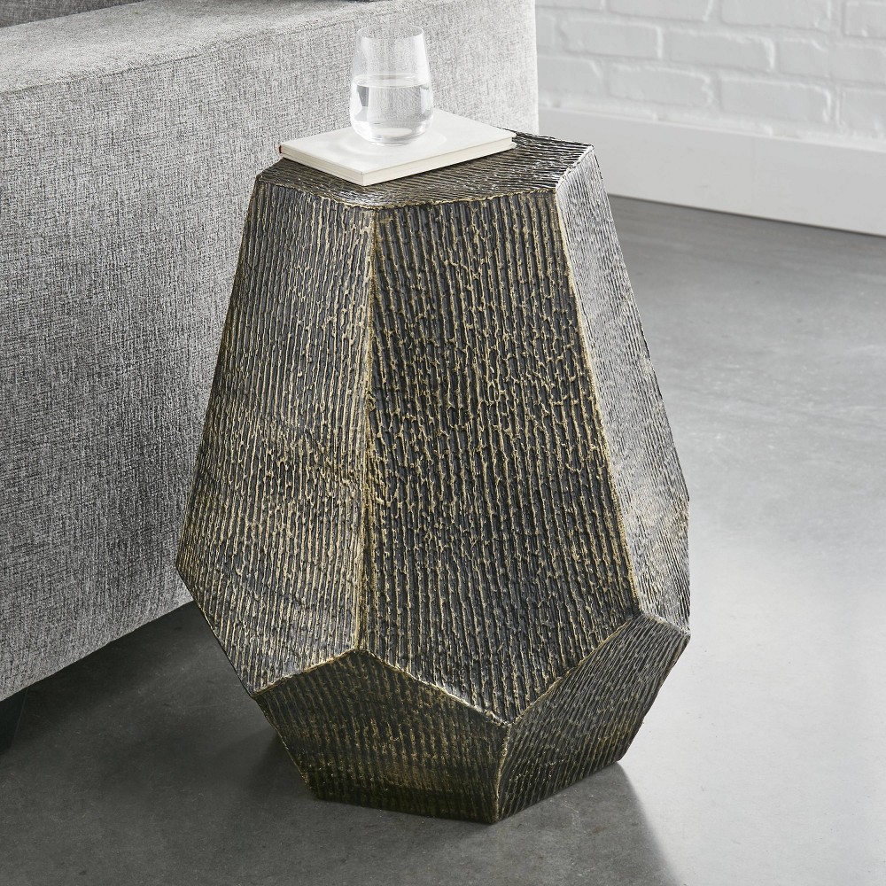 Donato Hexagon End Table Brass - Steve Silver Co.: Iron Side Table, No Assembly Required