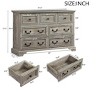 Homy Casa 7-Drawer Farmhouse Dresser, Rustic Wood Storage Chest for Bedroom or Entryway, Weathered Gray - 3 of 4