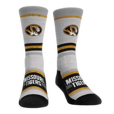 NCAA Missouri Tigers Adult Cool Gray Block Crew Socks - L/XL