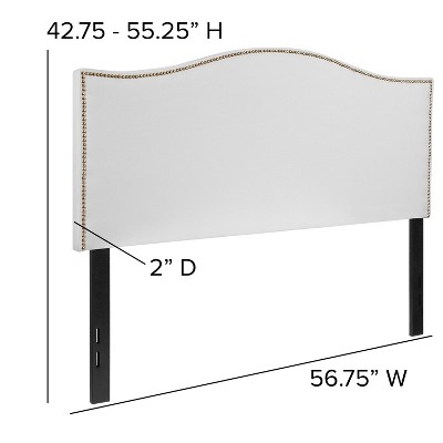 Lexington Full-Size White Fabric Headboard with Brass Nailhead Trim