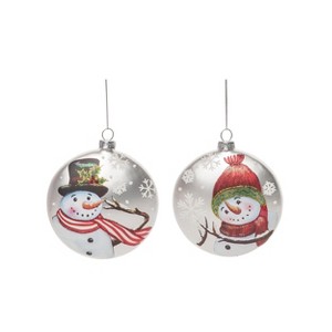 Transpac Glass 4.5 in. Multicolored Christmas Snowman Ornament Set of 2 - 1 of 2