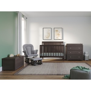 Child Craft Scout 4-Piece Nursery Set with 4-in-1 Convertible Crib, Dresser with Changing Table Topper, Cozy Glider, and Toy Box - 1 of 4