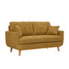 2-Seater Corduroy Mid-Century Sofa with Flared Arms, Solid Wood Frame and 2 Throw Pillows for Apartment or Small Living Room - 2 of 4