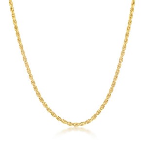 Links of Italy Sterling Silver 2.3mm Rope Chain - Gold Plated - Available Sizes: 18  , 20  , 22  , 24  Inches - 1 of 2