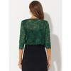 Allegra K Women's Elegant 3/4 Sleeve Sheer Floral Lace Cropped Bolero Shrugs - 4 of 4