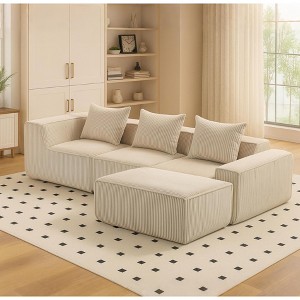 GDFStudio Aly Modular 111.41" Corduroy Fabric and Compressed Foam Sectional Sofa - 1 of 4