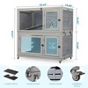 Sevobal Pet Carriers, Double Layer Rabbit Hutch with Wheels, Portable Fence for Yard Living Room, Gray, 35.43"*19.68"*36.61" - 4 of 4