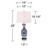 Barnes and Ivy Table Lamps 28" Tall Set of 2 Porcelain Blue Floral Jar Geneva White Drum Shade for Living Room Family Bedroom Bedside - 4 of 4