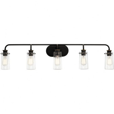 Bronze Modern 44" Vanity Light with Clear Jelly Jar Shades