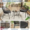 Jojoka 3-Piece Patio Bistro Set with Cushioned Acapulco Chairs & Glass Table, All-Weather Outdoor Conversation Set for Deck, Balcony, Backyard - 2 of 4
