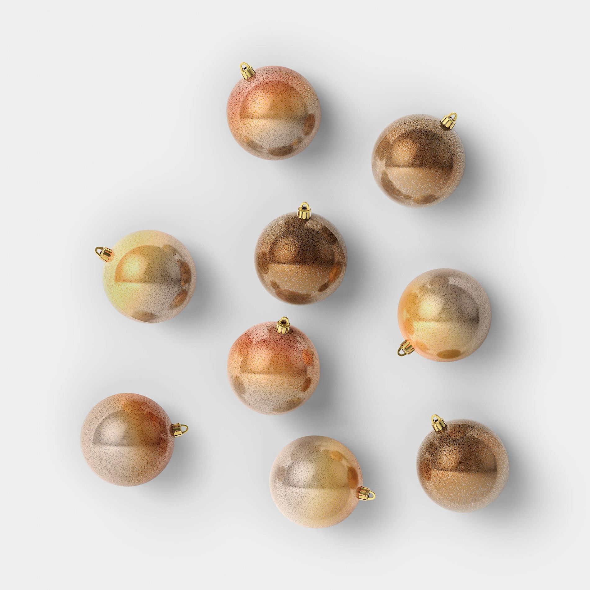 9ct 100mm Christmas Ornament Set Gold/Copper/Bronze - Wondershop™