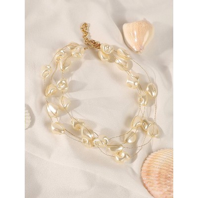 SOHI Women's Pearl White The Small Riviera Collar Necklace