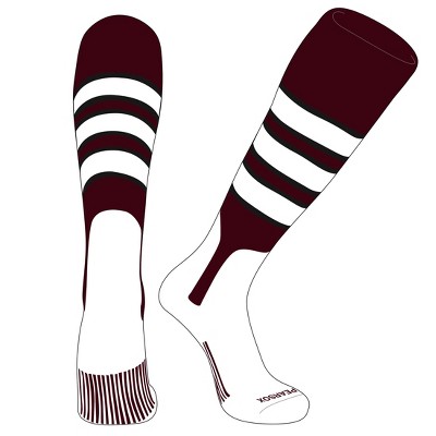 PEAR SOX OTC Baseball Softball Stirrup Socks (C, 7in) Cardinal, Black, White (M)