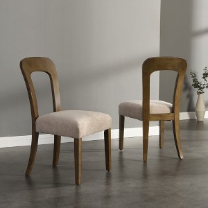JUJABU Upholstered Kitchen Side Chairs Set of 2 with Fabric Seating Solid Rubber Wood Legs - 1 of 4