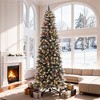 6ft/7.5ft Pre-Decorated Pencil Christmas Tree Partially Flocked & Frosted Slim Artificial Hinged Xmas Tree - 2 of 4