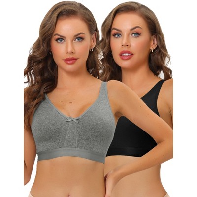 Allegra K Women's Wirefree Full Coverage Adjustable Straps Push Up Bras 2 Pcs